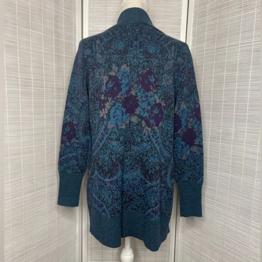 Pendleton Teal Purple 100% Merino Wool Open Cardigan EUC Vintage